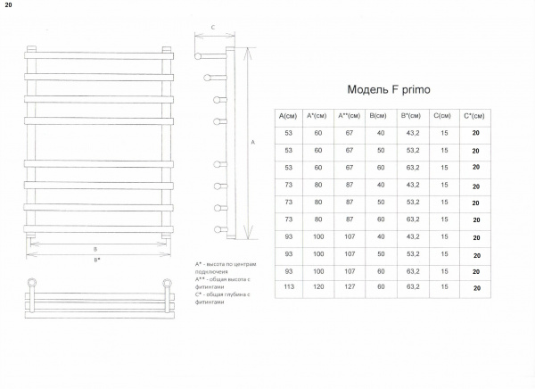 Полотенцесушитель Двин F primo 80/40