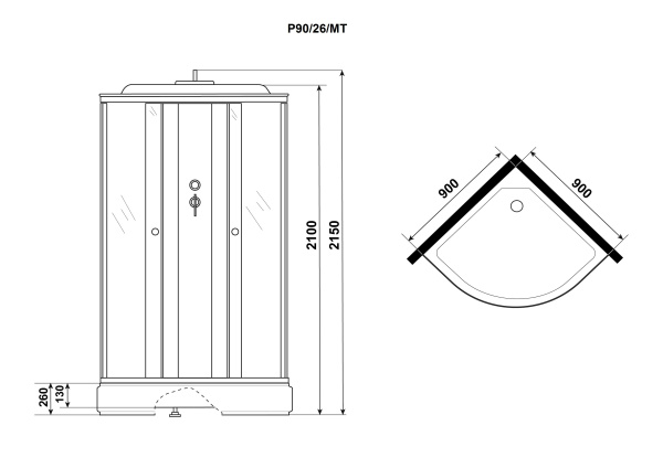 Душевая кабина Niagara Promo P90/26/MT (90х90х215) 4 места