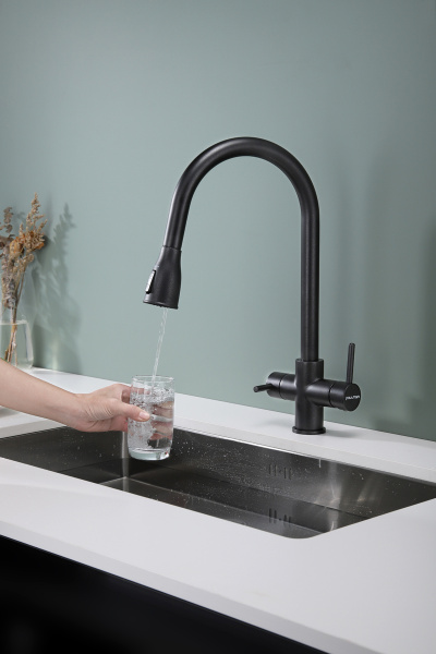 Смеситель для кухни Paulmark LANGE La214212-418, черный металлик