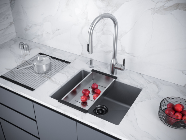 Мойка Paulmark LUMI 55 UNI LU55-GRM 555х460х210 мм, IT-GRANIT, серый металлик