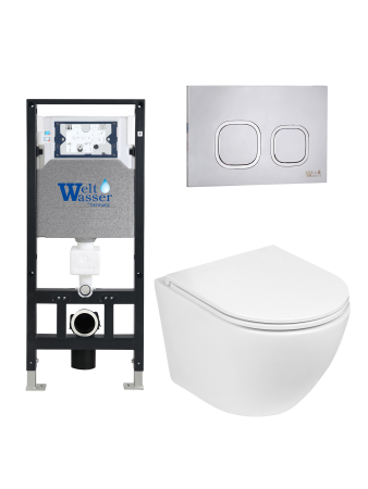 Комплект инсталляции с унитазом Weltwasser AMBERG 506 + MERZBACH 041 XL GL-WT + AMBERG RD-MT CR