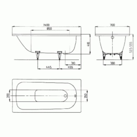 Стальная ванна Kaldewei SANIFORM PLUS 140х70х41 (360-1)