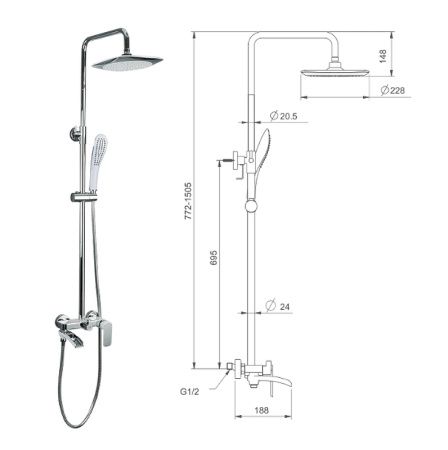 Душевая стойка со смесителем Gappo G2448-8