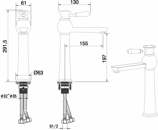 Смеситель для умывальника Felice 5025 CROMO