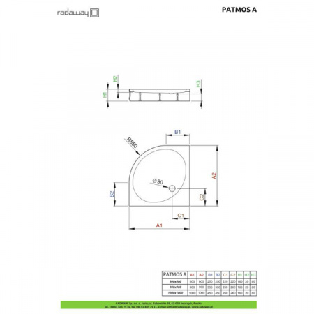 Душевой поддон Radaway Patmos A 90x90 4S99155-03