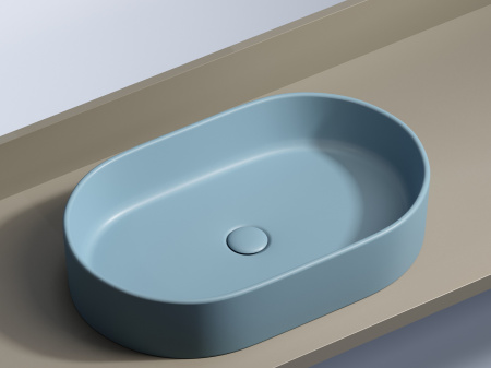Умывальник чаша накладная овальная Ceramicanova Element 608*385*122мм, Голубой матовый, CN6048ML