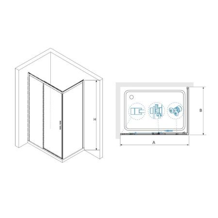 Душевой уголок RGW LE-41-1 (LE-12 + Z-060-2) 341241159-011 стекло прозрачное 150х90