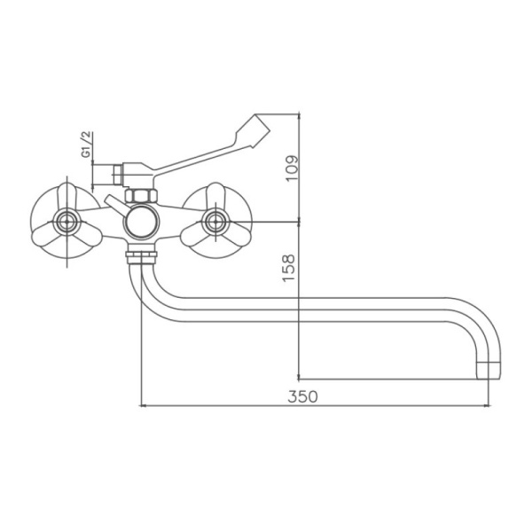 Смеситель для ванны Cron CN2612-2, хром