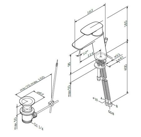 Смеситель для раковины AM.PM Spirit 2.1 F71A82100 с донным клапаном