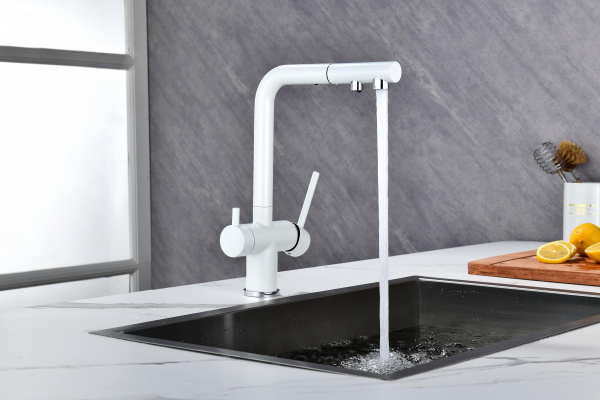 Смеситель для кухни Paulmark SERPENTINE Se213222-431, белый матовый