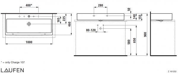 Умывальник Laufen Living City 8184380001041 100x46x14