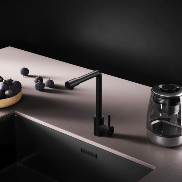 F85B05022 X-Joy S, Смеситель для кухни AM.PM с L-изливом, черный