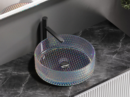 Умывальник чаша накладная круглая Ceramicanova Cristal 360*360*112мм, неон, CN6059