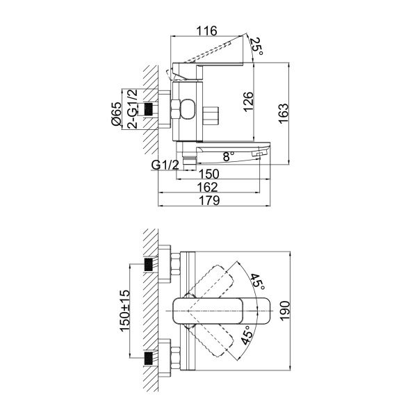 Смеситель для ванны D&K Rhein DA1333201, хром