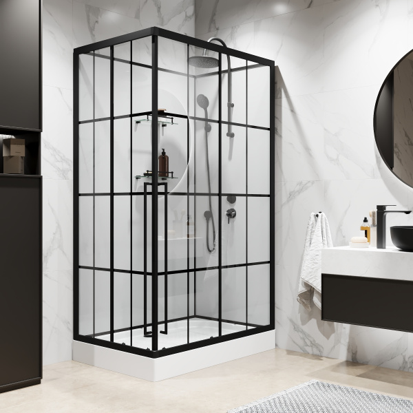 Душевая кабина Niagara Standart ST120/80/15QR/KL/BKT (120х80х225) поддон низкий(15см),черный,стекло прозрачное