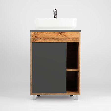 Тумба VIANT "Бостон" 1 ств со столешницей L56 графит 500х560х820 (VBOS56NG-T1ST)