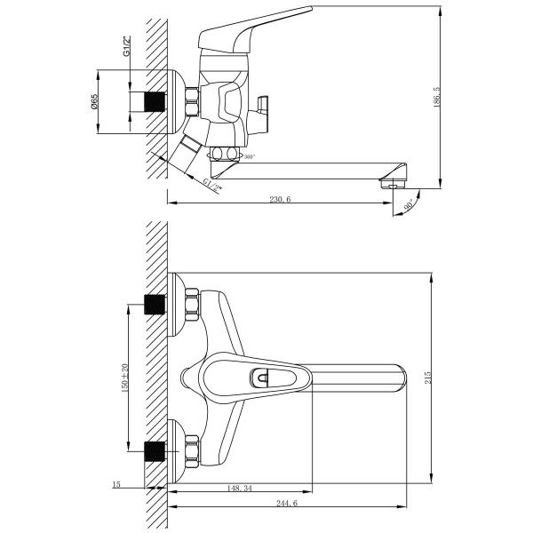 Смеситель Lemark Luna LM4113C универсальный