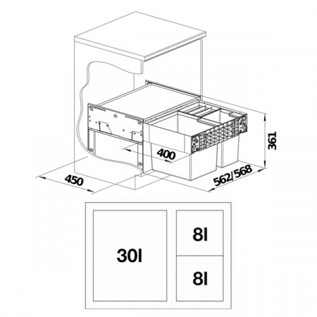 Мусорная система Blanco SELECT II XL 60/3 526205