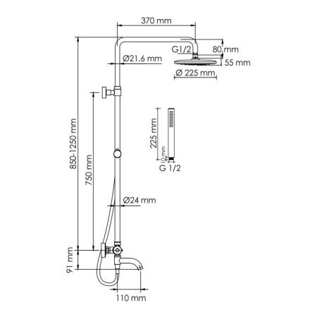 Душевая система WasserKRAFT A288.077.217.BM Thermo с термостатическим смесителем