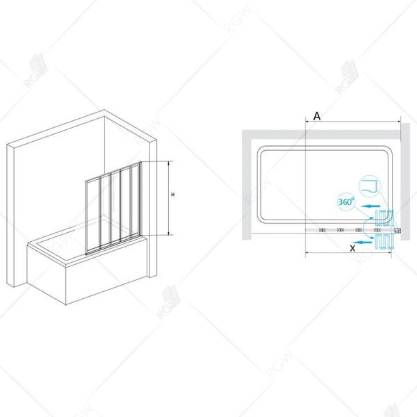 Шторка на ванну RGW SC-22 03112212-11 прозрачное стекло, хром