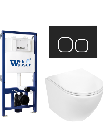 Комплект инсталляции с унитазом Weltwasser BAMBERG 525 + MERZBACH 043 GL-WT + BAMBERG BL