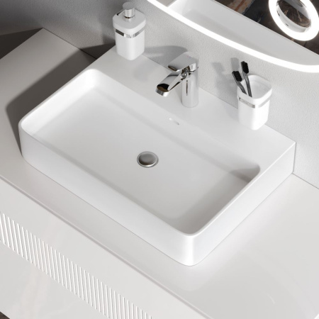 M8FWCC10601WG Func Раковина накладная AM.PM, прямоугольная с пъедесталом, 60 см, цвет белый глянец