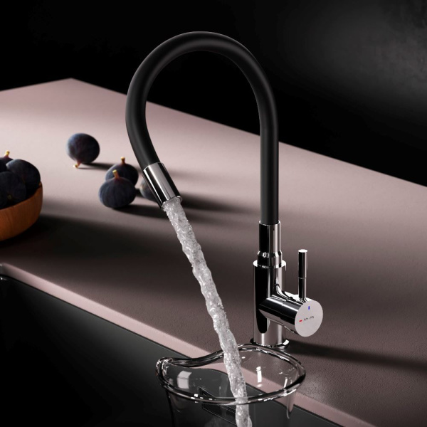 F85B07602 X-Joy S, Смеситель для кухни AM.PM с гибким изливом, черный/хром