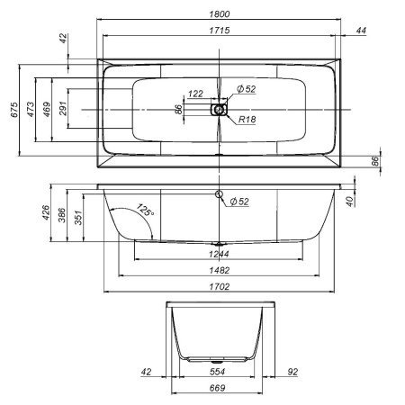 W84A-180-080W-A Func Ванна акриловая AM.PM 180х80