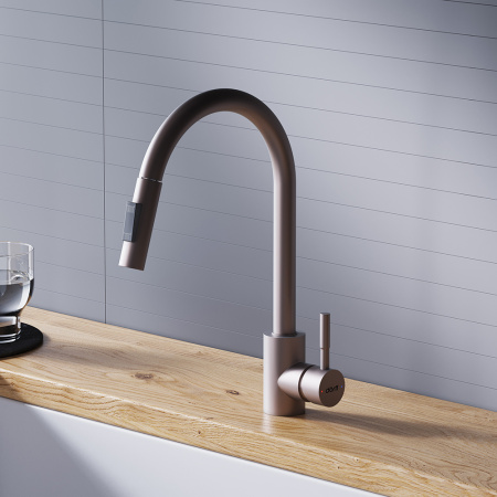 D3007511 Logic Кухонный смеситель Dorff  с вытягивающимся изливом, сатин