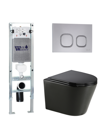 Комплект инсталляции с унитазом Weltwasser AMBERG 350 ST + SALZBACH 043 GL-BL + AMBERG RD-CR