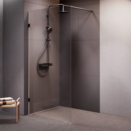 W94UWI-100-F1-BTE X-Joy Душевая перегородка AM.PM 100x195, стекло прозр. 8 мм + покрытие, фурнитура черный