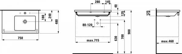 Умывальник Laufen Living 8174390001091 75x48x12.5