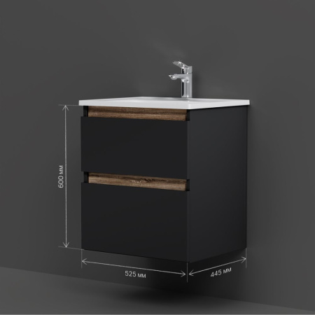 M85AFHX0552BM X-Joy База под раковину AM.PM, подвесная, 55 см, 2 ящика, черный матовый