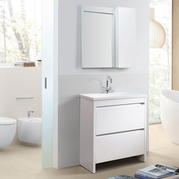 Тумба под умывальник Belux Мадрид 100-02 напольный, белый глянцевый