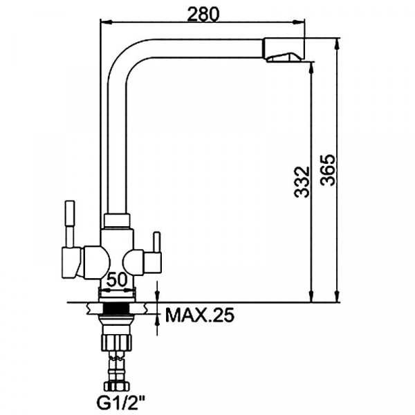 Смеситель для мойки со встроенным фильтром (краном) под питьевую воду Ledeme L4355-3