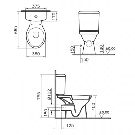 Унитаз-компакт с сиденьем Vitra Norm 9823B099-7204