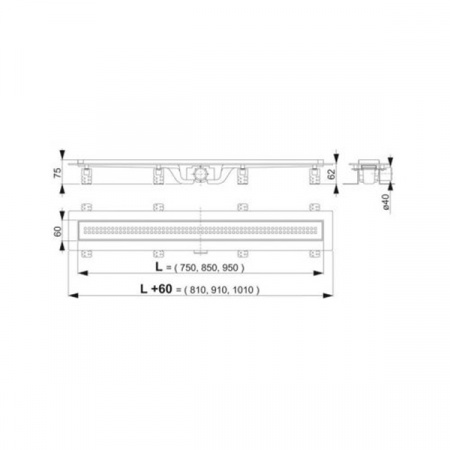 Душевой лоток AlcaPlast APZ9-Simple 950 с решеткой и опорами