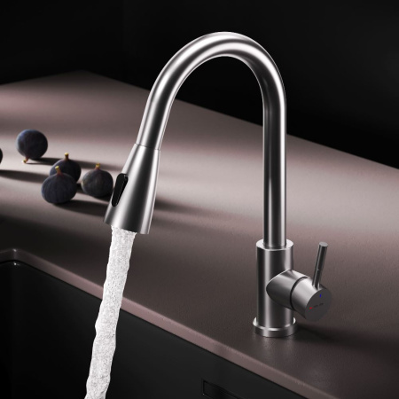 F85B07511 X-Joy S, Смеситель для кухни AM.PM с вытягивающимся изливом, сатин