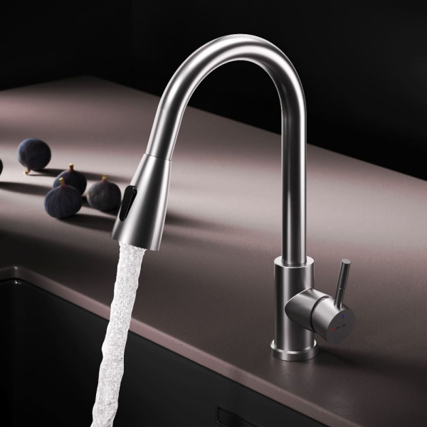 F85B07511 X-Joy S, Смеситель для кухни AM.PM с вытягивающимся изливом, сатин