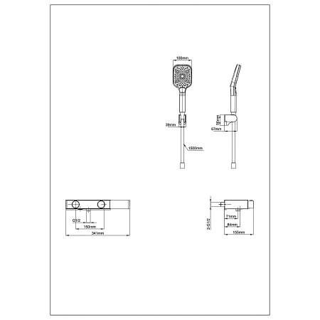 Смеситель для ванны с душем и термостатом WONZON & WOGHAND, Темный графит (WW-B2551-BGG)