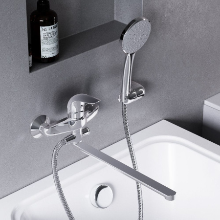 319500001_xxx Eclipse, Смеситель для ванны и душа AM.PM с универсальным изливом и душевым комплектом, хром