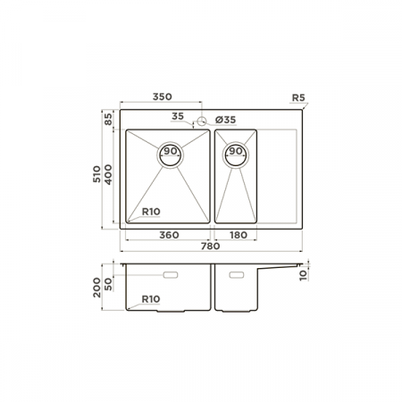 Кухонная мойка Omoikiri Akisame 78-2-IN-L нержавеющая сталь 4973062