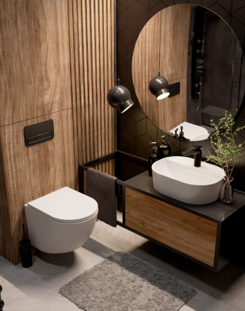 AQM2002MW Унитаз подвесной с сиденьем SoftClose, технология смыва Rimless, скрыт. крепеж. Белый мат