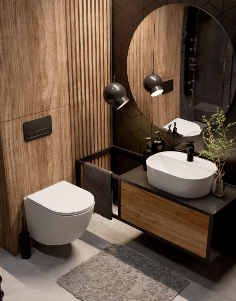 AQM2002MW Унитаз подвесной с сиденьем SoftClose, технология смыва Rimless, скрыт. крепеж. Белый мат