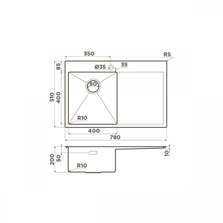 Кухонная мойка Omoikiri Akisame 78-LG-L нержавеющая сталь светлое золото 4973085