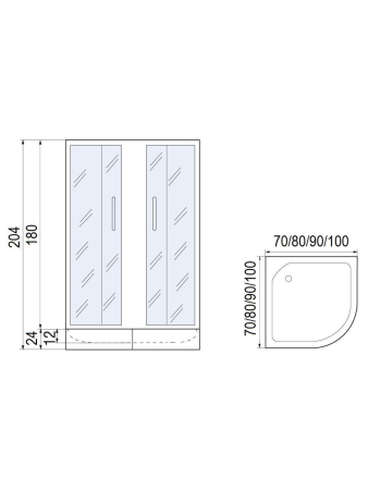 Душевой уголок МОНОМАХ МОНОМАХ ДУ 90/180 МЗ BL