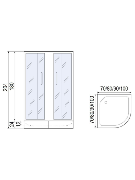 Душевой уголок МОНОМАХ МОНОМАХ ДУ 90/180 МЗ BL
