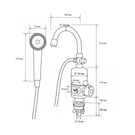 Проточный кран-водонагреватель FASHUN A560, хром