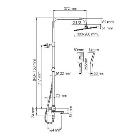 Душевая система WasserKRAFT A199.069.126.010.CH Thermo с термостатическим смесителем