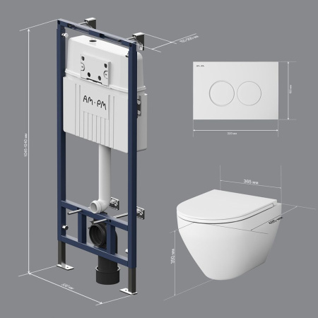 IS100101.701700 Инсталляция MasterFit с клавишей L глянц белый с подвесным унитазом Spirit V2.0 FlashClean с си